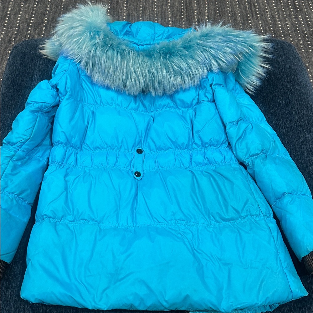 Blue Fur-Trimmed Puffer Coat - Picture 7 of 7